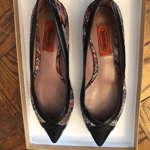 Missoni Multi Color Chevron Print Pointed Toe flat - Picture 3 of 7